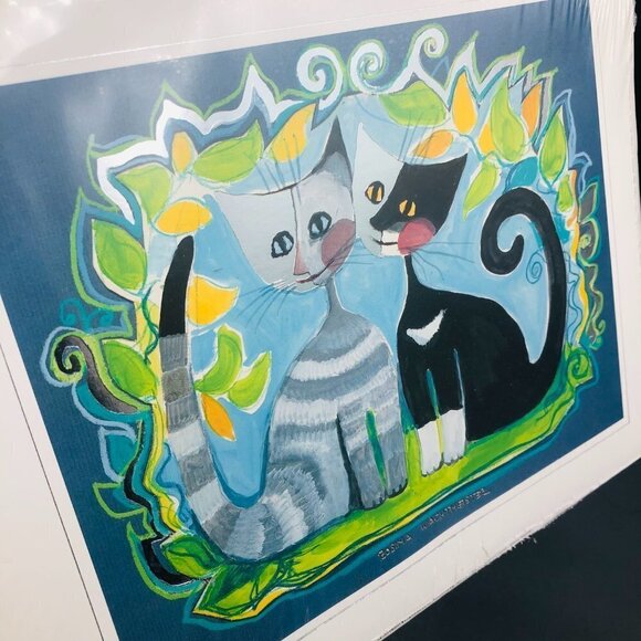 Vintage Rosina Wachtmeister 1993 Special Edition Duo Romantico Cat Foiled Litho - Picture 2 of 15